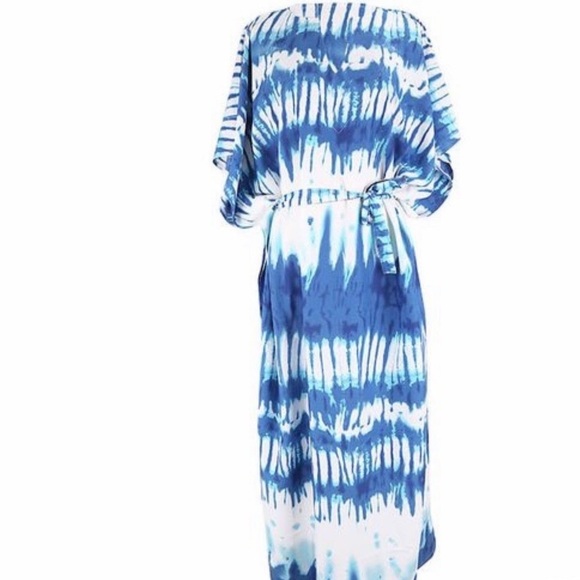 NEW Tie Dye Caftan Dress Swim Beach Coverup Maxi - Picture 4 of 7